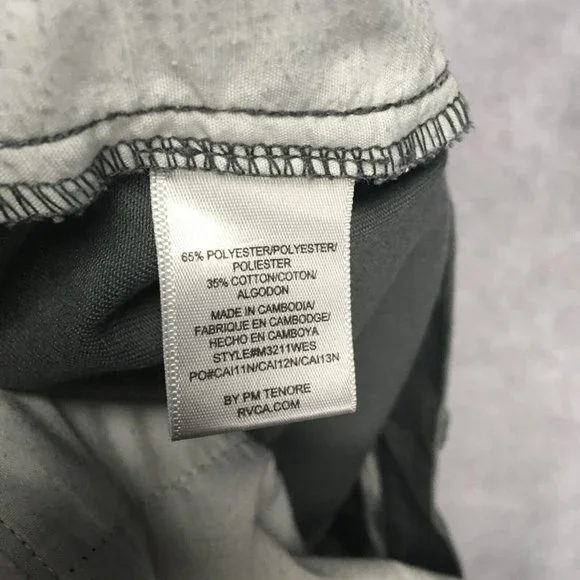 RVCA Mens The‎ Weekend Chino Shorts size 30 Gray Flat Front Poly Cotton - Picture 9 of 12